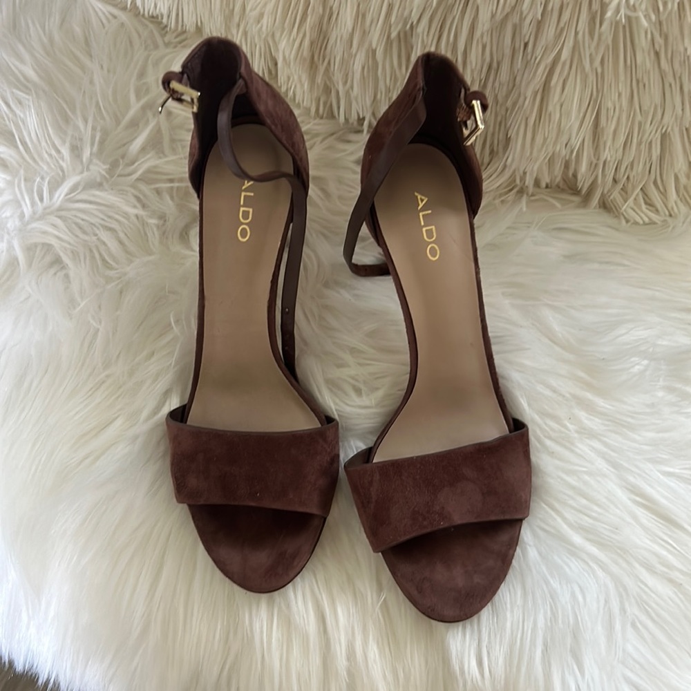 Brown suede heels